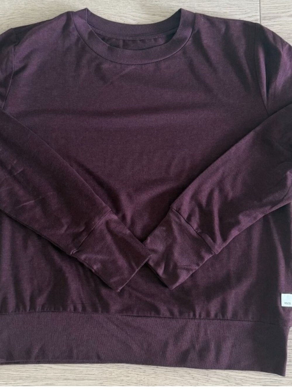 Vuori Daydream long sleeve crew in Deep Plum